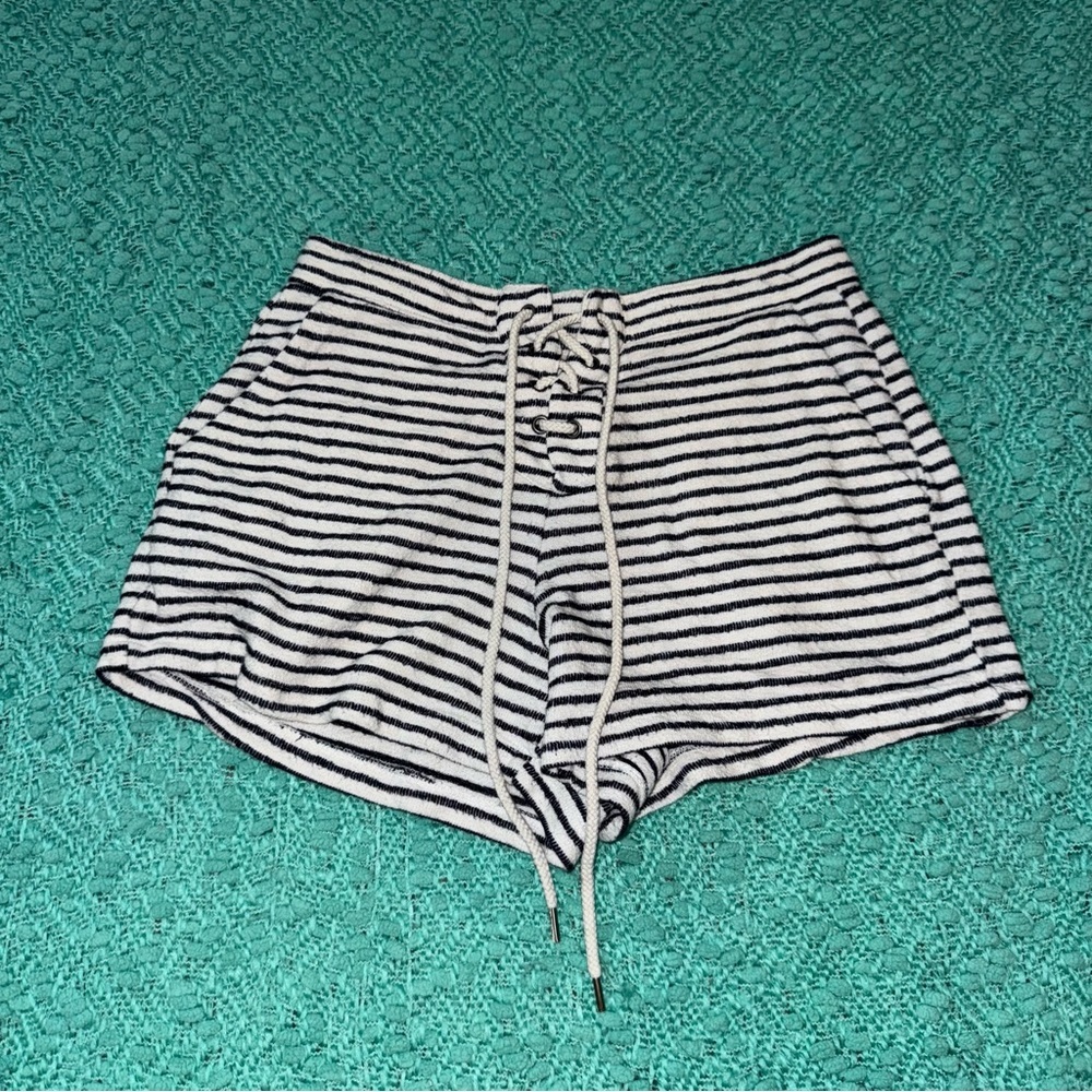 Aerie Navy and White Striped Terry Clothe Shorts